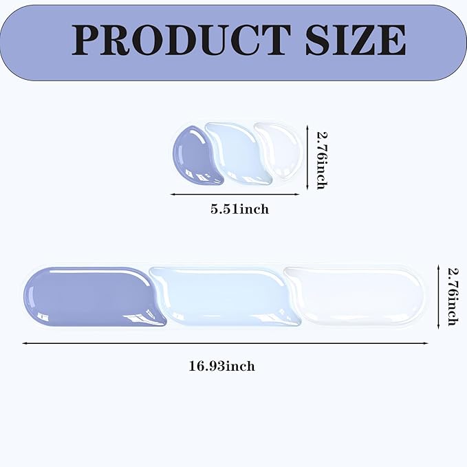 Ergonomic Keyboard Wrist Rest Gel Wrist Rest for Keyboard and Mouse Wrist Support and Keyboard Pad for Typing Pain Relief Anti-Slip Base Suitable for Office Laptop Computer Gaming (Blue)