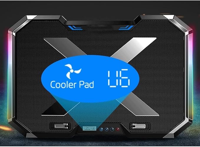 Steel Mesh Panel LED Fan Adjustable Speed Control 10 -17 Laptop Cooling Pad Game Master