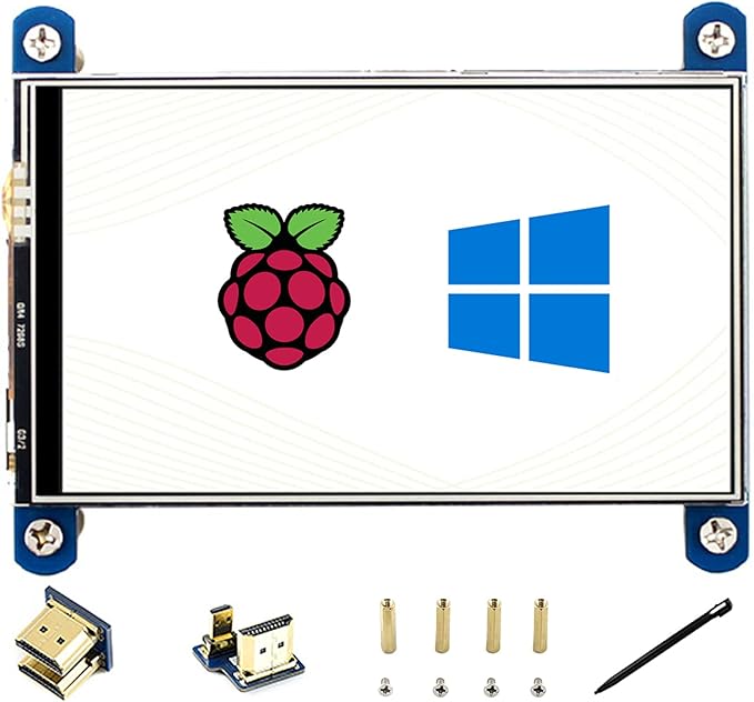 waveshare 4inch HDMI LCD Compatible with Raspberry Pi 5/4B/3B+/3B/Zero W/Zero 2W 480x800 Resolution IPS Display Resistive Touch Screen Support Windows 11/10 / 8.1/8 /7