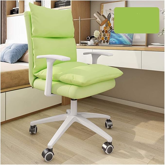 Computer Chair Home Backrest Lazy Leisure and Comfortable Swivel Chair with Wheels and Armrest Ergonomic Dormitory College Student Gaming Chair Desk Seat