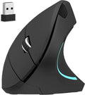 Delton Ergonomic Vertical Wireless Mouse 2.4GHz USB Dongle 6 Buttons 3 Adjustable DPI Levels (800/1200/2400) AA Battery Operated Compatible with PC Laptop Mac Chromebook and More - Black