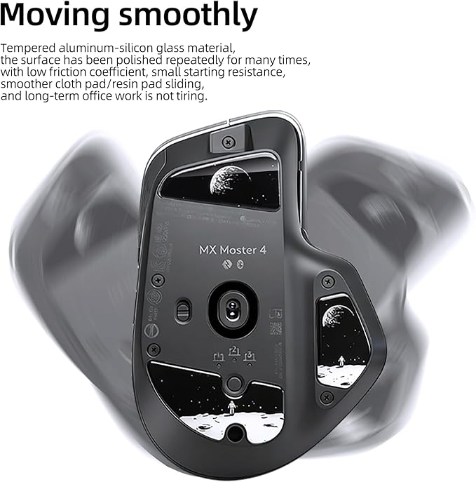Glass Mouse Skates for Logitech MX Master 4 Mouse Feet Pads Smooth Durable Slim 2.5D Curved Edge Game Mice Feet Replacement Accessories(Earth Pattern)