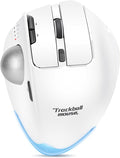 TRELC Wireless Trackball Mouse Ergonomic Rollerball Mouse with 4800 DPI/7 Programmable Buttons Thumb Control Mice Rechargeable Optical Mouse for 3 Devices for Windows PC Laptop Tablet (White)