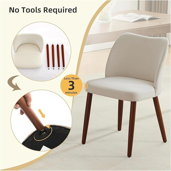 Adjustable Office Computer Chair with Armrest 2pcs Linen Fabric Upholstered Dining Chair with Sold Wood Legs Wing Backrest(Grey)