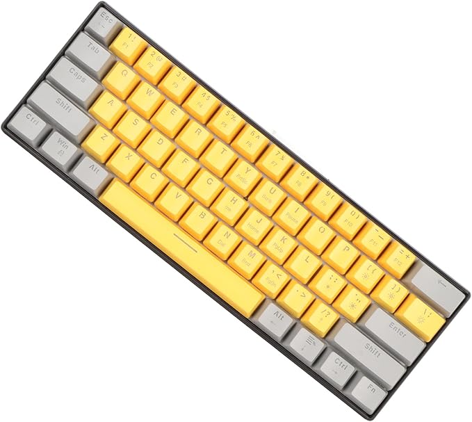 GOWENIC Mechanical Keyboard 60% Mechanical Gaming Keyboard with LED Backlit 61 Keys Compact Mini Wired Keyboard Mechanical Shaft Switches for PC Laptop (Grayish Yellow