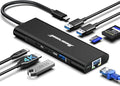 Hiearcool USB C Hub USBC to 4K@60 Hz HDMI Adapter with 100W PD 8-in-1 USB-C Dongle Multiport Dock Compatible for MacBook Dell Lenovo HP Laptops-Midnight Black