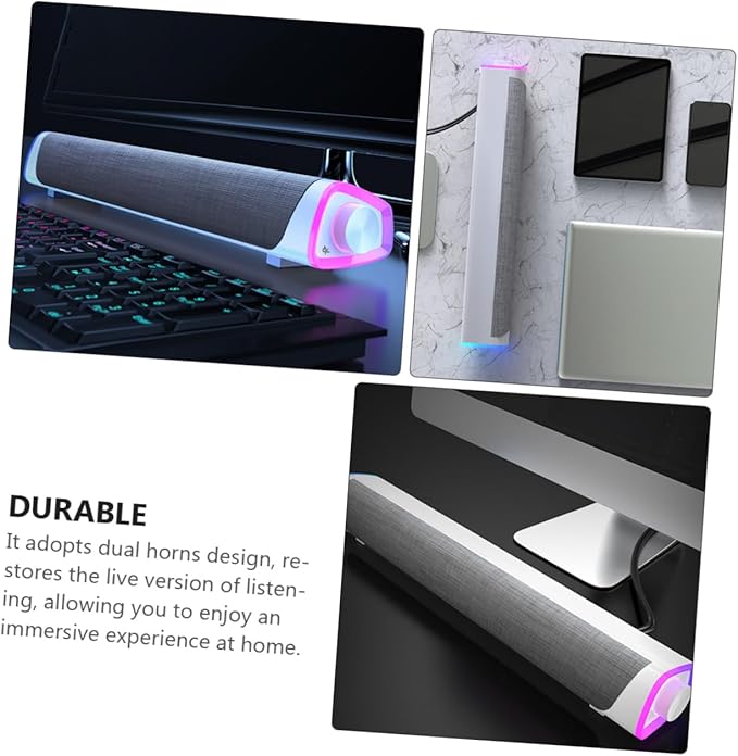Household Dual Speaker Sound Bar Wired Stereo Soundbar for Computer Tablet and Laptop Compact Design for Immersive Audio Experience for Home Office and Dormitory Use