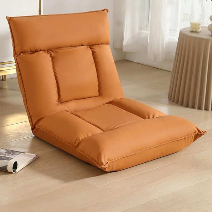 Floor Chairs for Adults Floor Gaming Chair with Back Support 5 Adjustable Position Sponge Padding Floor Seating Lounge for Reading Watching TV Meditation(/Orange)