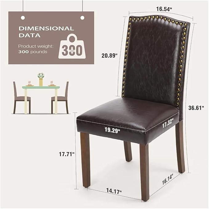 Adjustable Office Computer Chair with Armrest 1pcs Dark Brown Upholstered Leather Dinings Chair for Living Room Kitchen