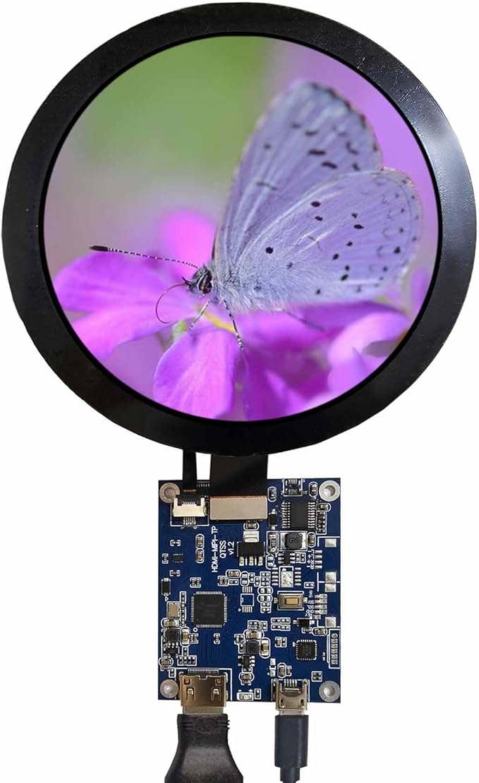 5 inch 1080x1080 350nit IPS MIPI Round LCD Touch Screen and 50 pins Controller Board