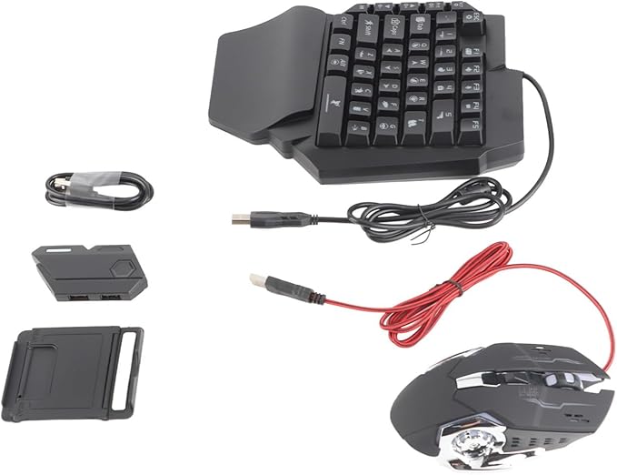 One Handed RGB Gaming Keyboard and Mouse Combo Portable Bluetooth 35 Keys Mini Half Hand Gaming Keyboard Mouse with Converter Game Controller for PC Gamer
