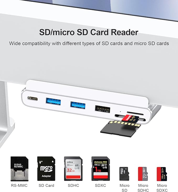 7-in-1 USB C Hub for iMac M1/M3/M4 - USB 3.0 5Gbps SD/TF Card Reader Docking Station for iMac 24 inch (M1/M3/M4)