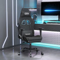 Massage Office Gaming Chair with Footrest Fabric Massage Office Chair Ergonomic Desk Chair Rolling Swivel Adjustable PC Computer Chair for Women Adults Girls(Black)