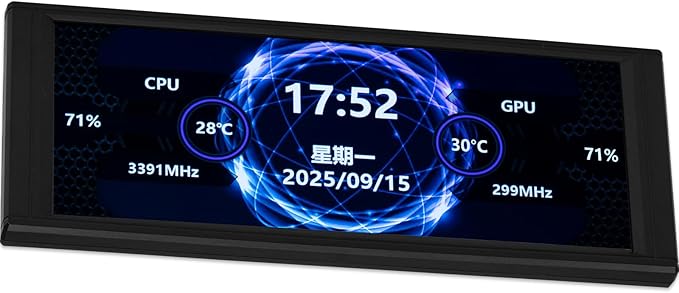 Thermalright Trofeo Vision LCD AIO Display 6.86” PC Monitor USB Type-C Screen for Real-Time Hardware Monitoring with Preset &amp DIY Themes for Gaming PC Case/CPU Cooler(Black)
