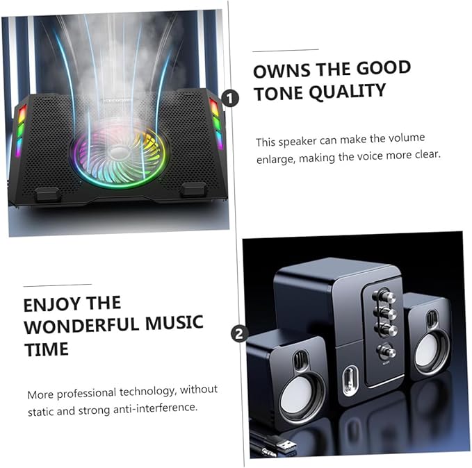 USB Computer Laptop Desktop Speaker 3D Surround Sound Bass Portable Home Office Compact Speaker Black