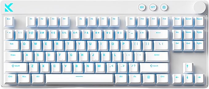 MCHOSE Mix 87 Magnetic Switch Rapid Trigger Gaming KeyboardHall Effect Hyper-Fast Adjustable Actuation Wired TKL Keyboard with Smart RT Mode Knob RGB Translucent Keycaps for PC Gamer (White)