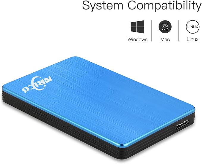 NRICO Portable External Hard Drive USB 3.0 2.5 Inch Compatible with PC Mac Desktop (Blue 500 GB)