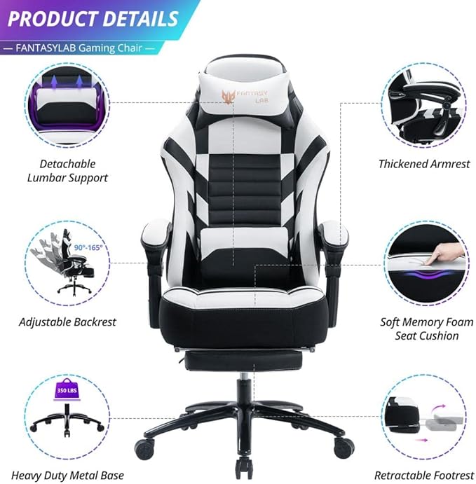 Experience Comfort with Our White PU Ergonomic Video Game Chair - Height Adjustable Swivel Racing Office Chair for All-Day Use!