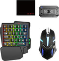 Docooler Half Hand Keyboard and Mouse Combo 25 Keys Single Handed Wired RGB Keyboard and Gaming Mouse Converter Support Customize Button for Android PC Gaming Player