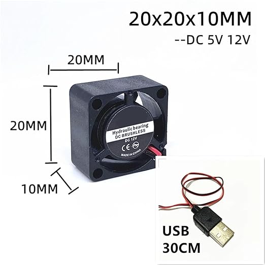 1pc 2010 5V 12V 20MM 2cm Fan 20x20x10MM Mini Cooling Fan 19000RPM Mini Laptop Fan(5V USB 30CM_NO RGB)