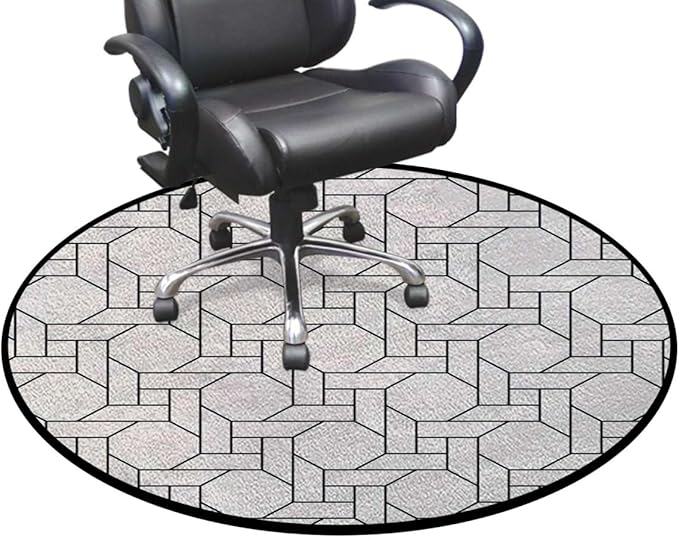 Beige Black Round Area Rug for Bathroom Kitchen Room Indoor Vintage Throw Rugs Carpets Floor Mats Home Decor Black and White Pavement Tile Bricks Diameter 51 in