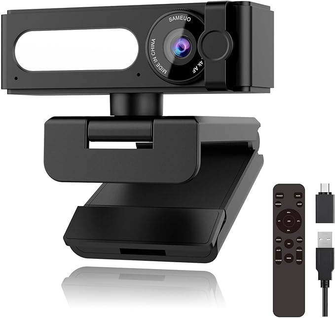 4K Webcam with Dual AI Noise-Cancelling Mics Autofocus Auto Light Correction120° FOVPrivacy CoverPlug and Play Computer Camera for Microsoft Teams/Zoom/Google Voice/Skype/Facetime/YouTubeBlack