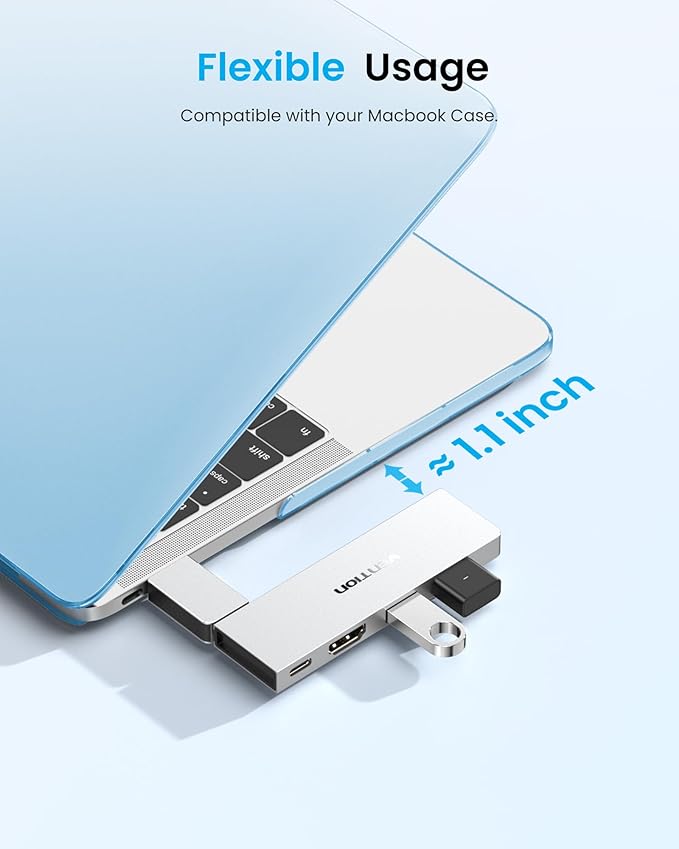 VENTION USB C Hub for MacBook Air &amp PRO Detachable Magnetic USB-C Connector 80Gbps with 8K HDMI 140W MAX PD for Laptops/IPad 6-in-2 USBC to Charging Multiport Adapter(Silver)