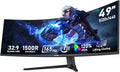 Gawfolk 49 inch Ultra-Wide Curved 1500R Gaming Computer Monitor DQHD(5120×1440) 165Hz 1MS FreeSync 120% sRGB Height Adjustable PC Screen HDMI2.1DP1.4 Compatible Wall Mount 75 * 75mm - Black