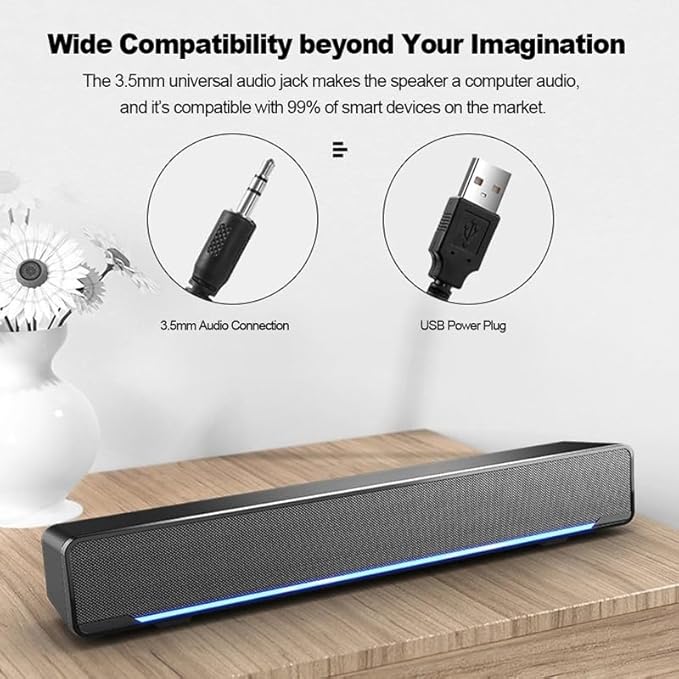 Wired Powerful Computer Speaker Bar Stereo Subwoofer Bass Surround Sound Box for PC Laptop Phone