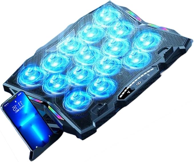 Enhances Laptop Cooling Pad for Quiet Gaming for 14in-21Inch Laptops MultiAngle Stand Phone Slot LED Laptop Coolers