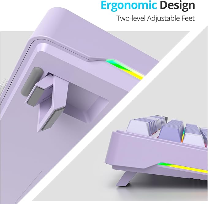Fogruaden M75 Wireless Creamy 75% Mechanical Gaming Keyboard RGB Hot Swappable Custom Purple Gasket Pre-lubed Linear White Switches Bluetooth/2.4GHz/USB-C Five-Layer Pad&ampKnob