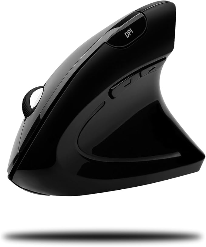Adesso iMouse E10 - Vertical Ergonomic Optical 6-Button 2.4 GHz RF Wireless Mouse - Right Hand Orientation Black