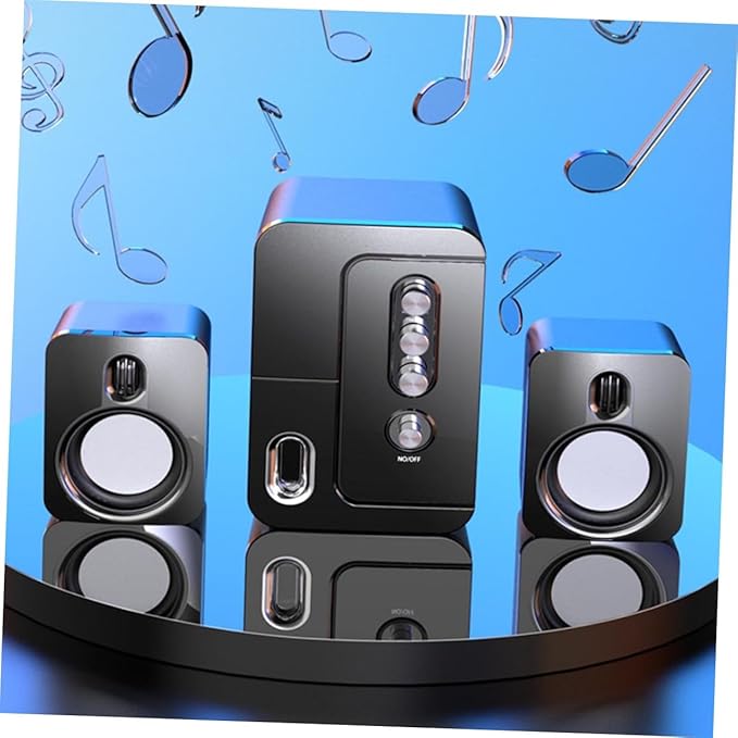 TEHAUX USB Computer Speaker 3D Surround Sound Desktop Laptop Voice Box Portable Office Loudspeaker Black
