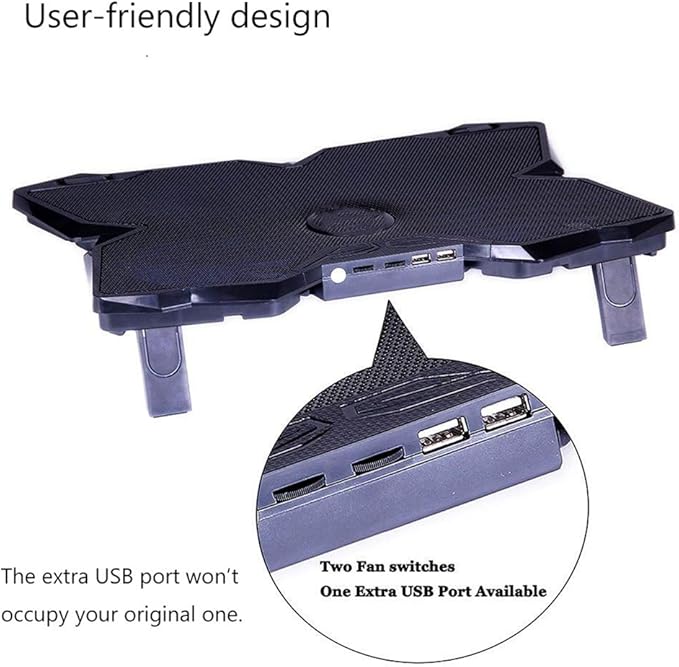 Laptop Cooling Pad 12-17 Cooler Pad Chill Mat 4 Quiet Fans USB Adjustable Mounts Laptop Stand Height Angle