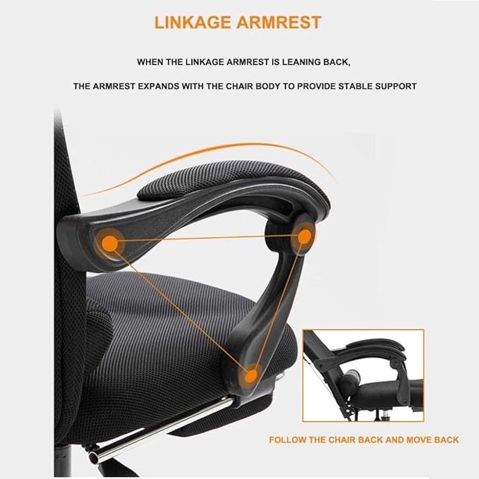 Office Chair Gaming Chair Office Chair with Arms Reclining Leather Computer Chair Swivel Office Chair with Footrest Adjustable Headrest and Lumbar Support (Color : Black Size : L)