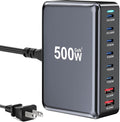 500W USB C Fast Charger Block Multi-port USB Charging Station GaN Ⅲ Double 100W PD PPS Port Fast Charging Station for Multiple DevicesLaptop Wall Charger Compatible with MacBook iPhone 17iPad etc