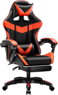 Video Game Chairs with Footrest Gamer Chair for Adults Leather Swivel Gaming Chair 350Lb Capacity Reclining Computer Chair with Headrest and Lumbar SupportRedHeight 109119CM