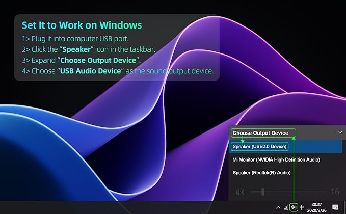 Computer Speakers for Desktop PC Monitor Speakers USB Plug-in Wired External Speaker for Laptop Small Computer Soundbar for PC with Loud Sound Deep Bass USB-C Adapter Easily Clamp to Monitor