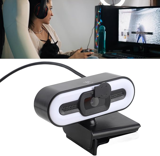 4K Webcam USB Webcam Built in Microphone Bright Fill Light Auto Beauty for Laptop Desktop Computer Streaming Camera for Video Calling