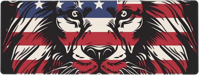 American Flag Lion Large Mouse Pad XL Extended Gaming Pad Waterproof Desk Mat for Desktop Keyboard Non Slip Mousepad for Office Game Home 32.15x11.8