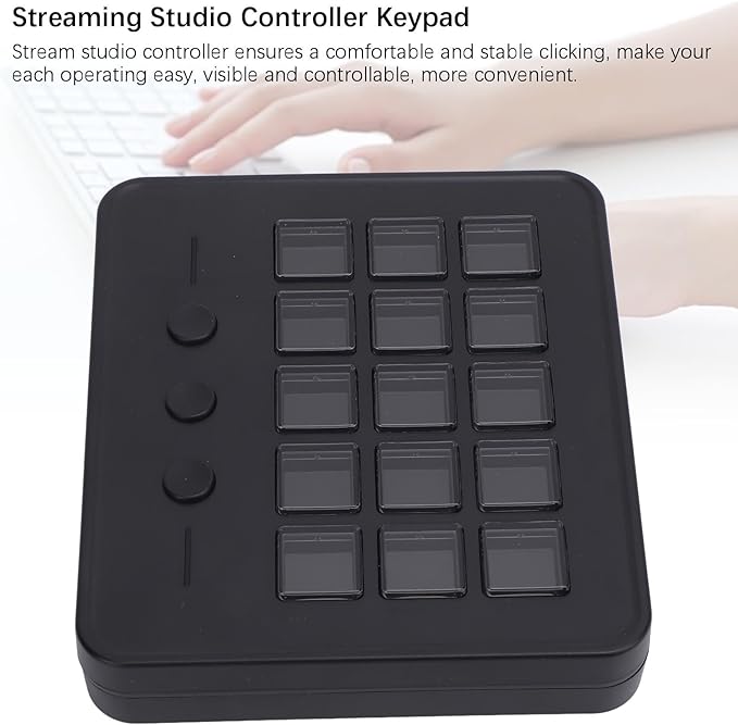 Bewinner LCD Custom Keyboard for Stream Control Deck with 15 Customizable Keys Studio Controller Gaming Workflow Macro Keypad for OBS PC