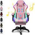 XOOFMASS Massage Gaming Chair with Speakers &amp RGB LED Lights Ergonomic Computer Gaming Chair with Footrest Music Video Game Chair High Back with Lumbar Support 360° Swivel &amp Height Adjustable