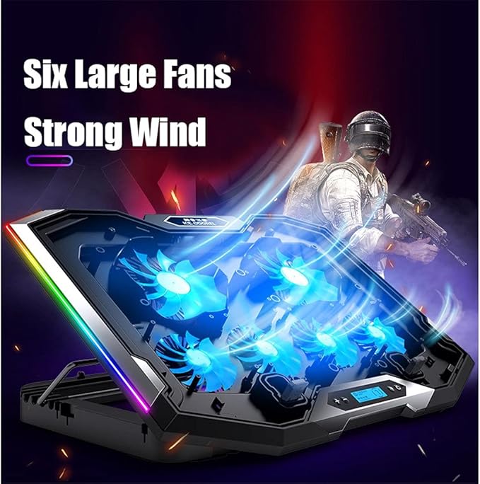 JSEIAJB Laptop Cooler for Laptop 12-18 Inch Six Fans LCD Screen Laptop Cooling Pad Adjustable Notebook Stand Two Port(E)