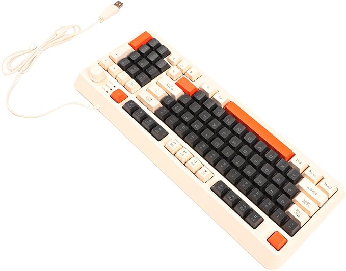 Vikye USB Gaming Keyboard Silent Computer Keyboard with 94 Keys LED Backlight Ergonomic Keyboard with Foldable Cable Gaming Keyboard Suitable for