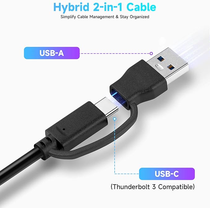 Powered UBS Hub RSHTECH 7 Port USB 3.0/USB C Hub Upgraded Version Aluminum USB Splitter with 2-in-1 USB Cable5V 3A Power Adapter and Individual Switches USB Port Expander for Laptop/PC RSH-ST07