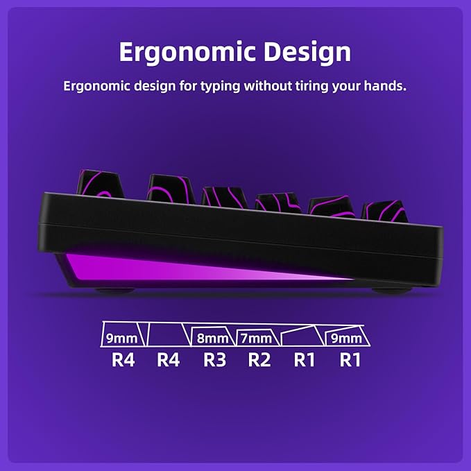 ZORNHER ZH870 Wireless Gaming Mechanical Keyboard80% Black Custom Creamy Sound Keyboard with Lighted Up Black Topographic KeycapsCreamy Sounding Linear SwitchesHot-SwappableRGB Backlit