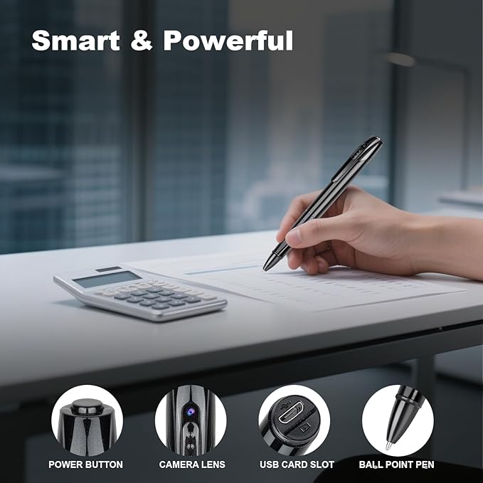Pen Camera for Video Notes 1080P HD Mini Camera Pen 64GB Storage 150 Mins Battery USB Charge for Lecture &amp Meeting Productivity