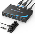 eKL USB 3.0 Switch 4 Computers Sharing USB Peripherals 4 Port USB Switcher Sharing Mouse Keyboard Scanner Printer with 3.5mm Headset Jack Audio Out Includes 4 USB 3.0 Cables and Remote