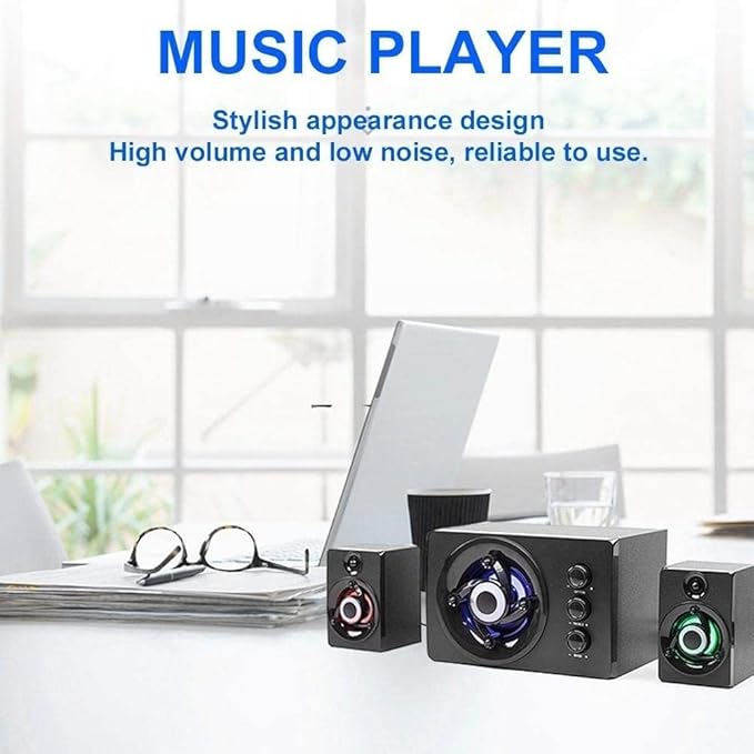 Computer Speakers Mini 2.1 USB-Powered Stereo Multimedia Desktop Speakers for PC/Laptop/Tablets/Game Machine