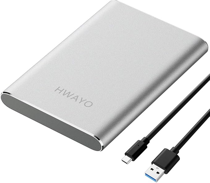 500GB Portable External Hard Drive USB3.1 Gen 1 Type C Ultra Slim 2.5'' HDD Storage Compatible for PC Desktop Laptop Mac Xbox One (Silver)